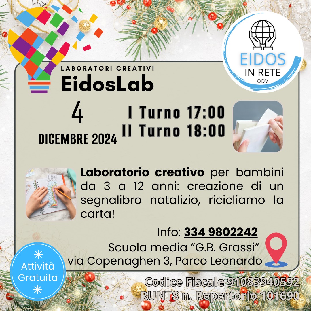 Laboratorio creativo 4 dicembre 2024 - ricicliamo la carta, creiamo un segnalibro