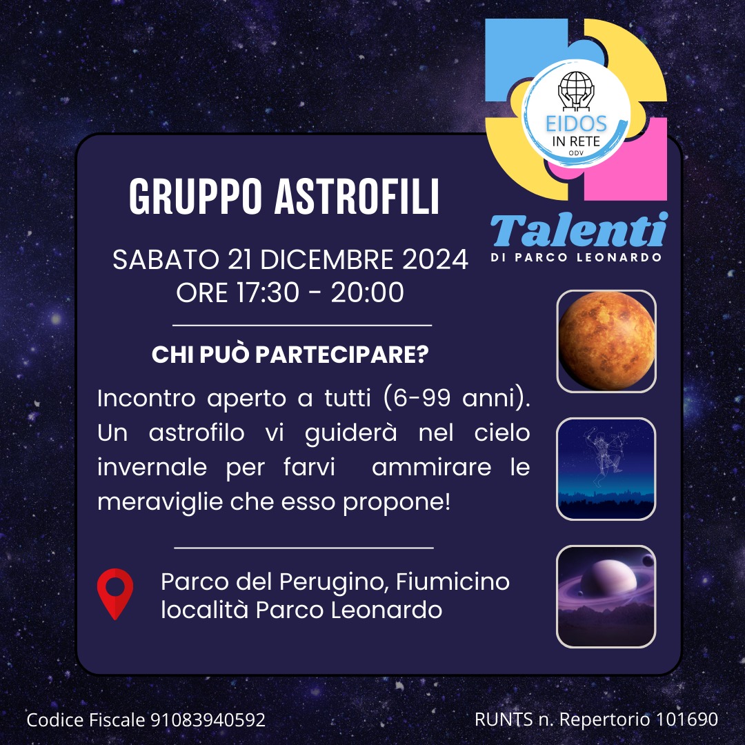 Gruppo astrofili sabato 21 dicembre 2024
